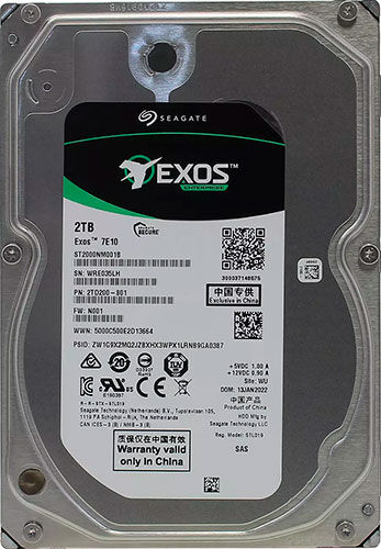 Жесткий диск Seagate Exos 7E10, 3.5'', 2Tb, SAS, 7200rpm, 256MB (ST2000NM001B) Exos 7E10 3.5'' 2Tb SAS 7200rpm 256MB (ST
