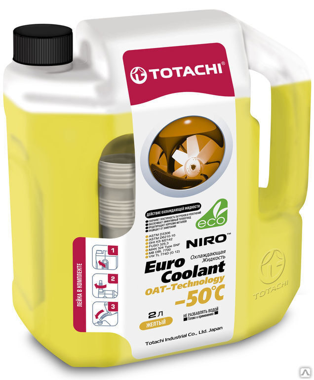 Охлаждающая жидкость TOTACHI NIRO EURO COOLANT OAT - Technology -50 C 2 л T Totachi