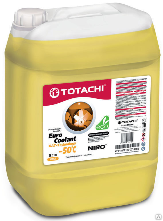 Охлаждающая жидкость TOTACHI NIRO EURO COOLANT OAT - Technology -50 C 20л Totachi