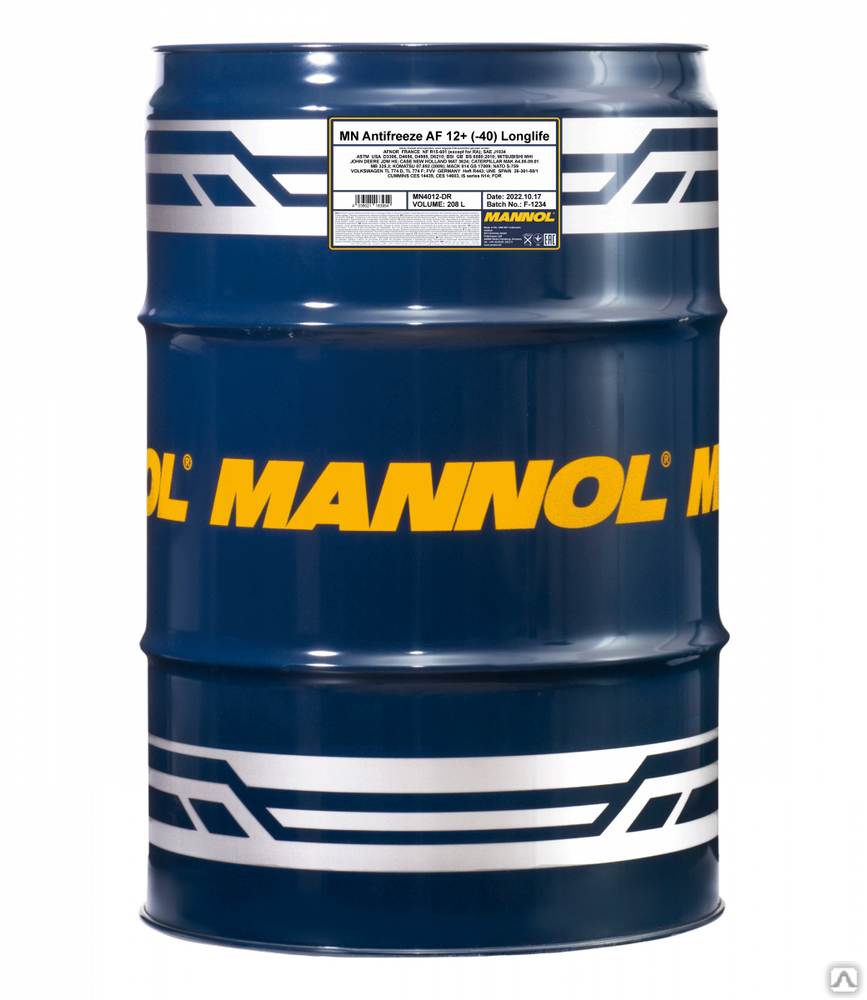 Антифриз Mannol Antifreeze AF12+ (-40 °C) Longlife 4012 208 л