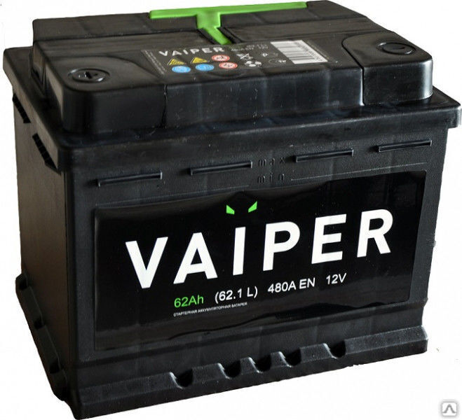 Аккумулятор 6СТ-62ач 500А VAIPER euro 242x175x190мм Viper