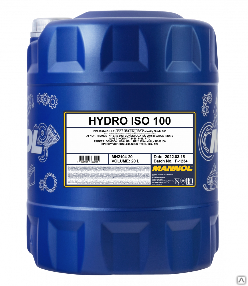 Масло гидравлическое Mannol Hydro ISO 100 2104 20 л