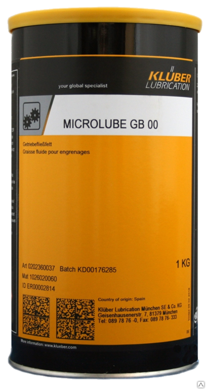 Пластичная смазка Kluber Microlube GB 00 1 кг Kluber Lubrication