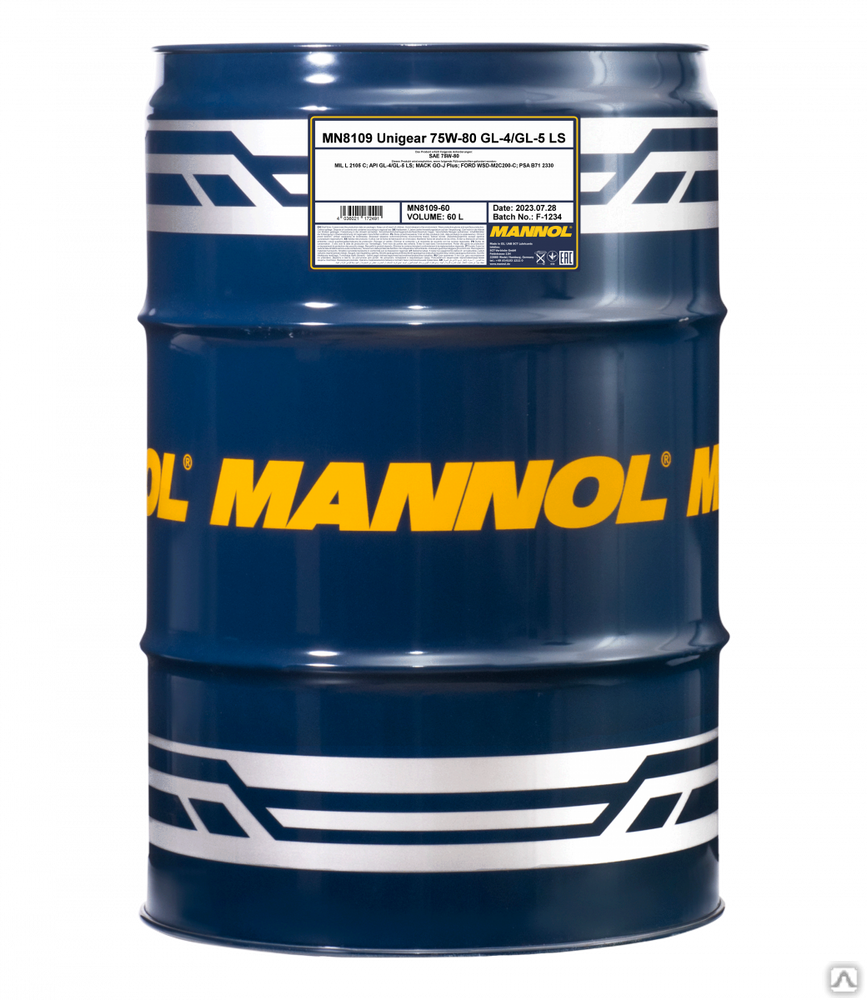 Масло трансмиссионное Mannol Unigear 75W-80 GL-4/GL-5 LS 8109 60 л