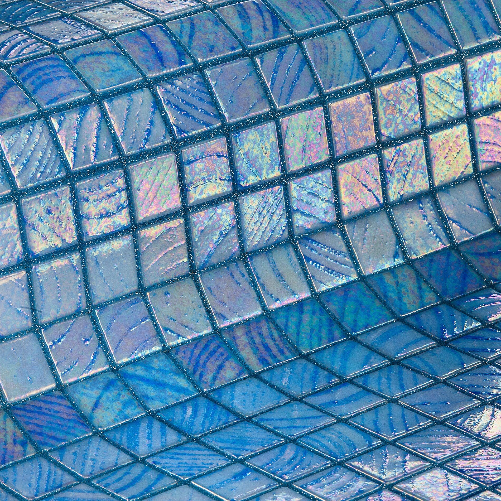 Мозаика стеклянная Stromboli Vulcano 25x25 EZARRI голубая синяя