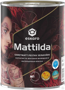 Краска акрилатная моющаяся матовая для внутренних работ "Eskaro Mattilda" База А, 0,95 л 