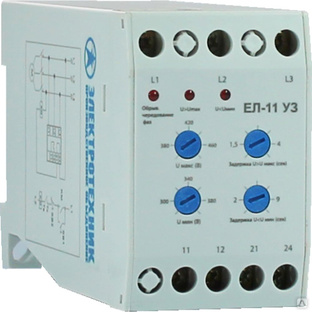 ЕЛ-11 У3, 400В, 3А, 1з+1р, IP20, реле контроля трехфазного напряжения  (ЭТ) 