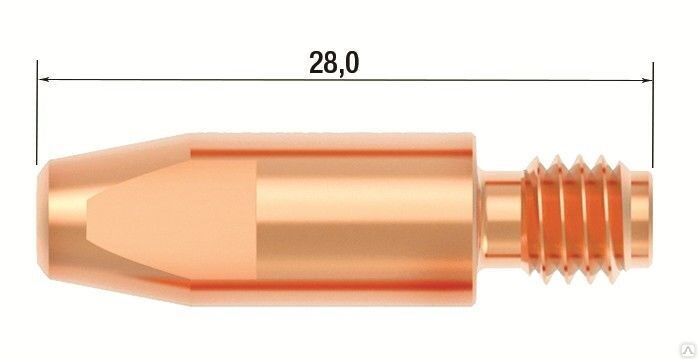 Контактный сварочный наконечник M6х28 мм CuCrZr D=1.0 мм (25 шт.)