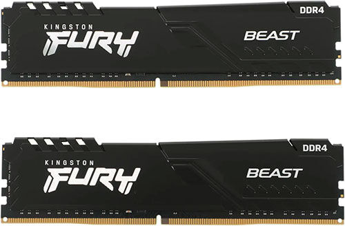 Нет Kingston FURY Beast, DDR4, 16Gb (2x8Gb), 3600MHz, Black (KF436C17BBK2/16) FURY Beast DDR4 16Gb (2x8Gb) 3600MHz Black
