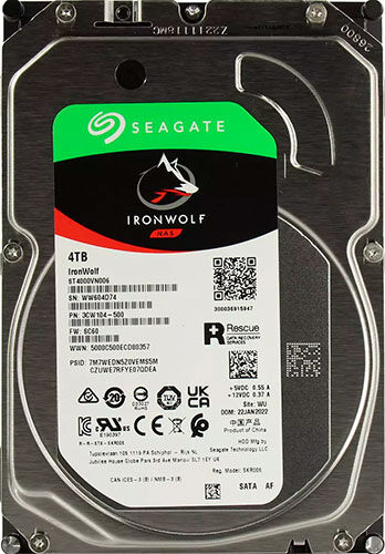 Жесткий диск Seagate IronWolf, 3.5'', 4Tb, SATA III, 5400rpm, 256MB (ST4000VN006) IronWolf 3.5'' 4Tb SATA III 5400rpm 25
