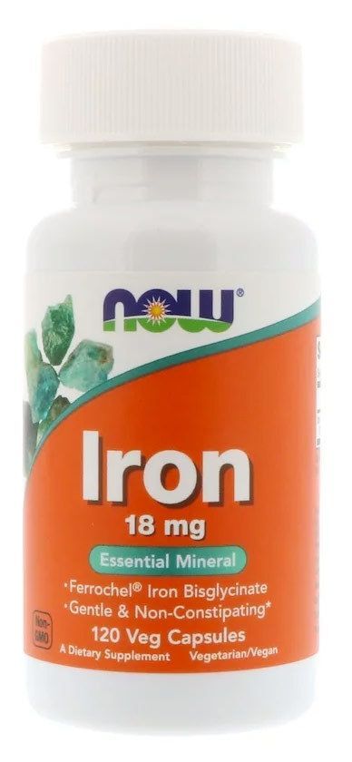 Бад Железо хелат / Iron 120 капсул 18 мг. Now foods