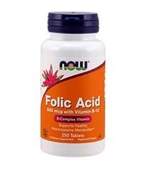 Бад Фолиевая кислота / Folic Acid 800 мкг с Витамин B-12 250 таблеток Now foods