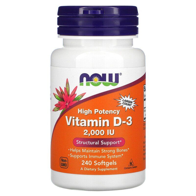 Бад Витамин D3. 2000 мг. 240 капсул / Vitamin D3 Now foods