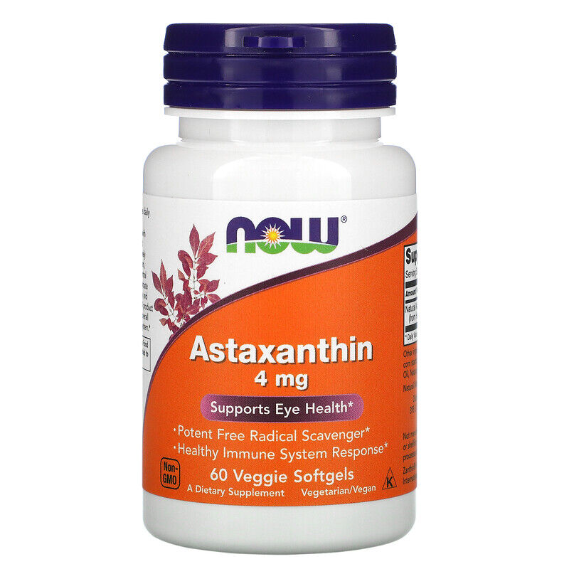 Бад Астаксантин 4 мг 60 капсул / Astaxanthin Now foods