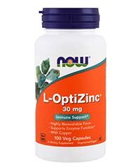 Бад L-ОптиЦинк. (Комплекс цинка 30 мг и меди 3 мг) L-OptiZinc 100 капсул Now foods