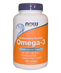 Бад Омега 3 (Omega-3), 200 капсул 1000 мг. Now foods