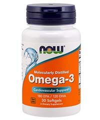 Бад Омега 3 (Omega-3), 30 капсул, 1000 мг. Now foods